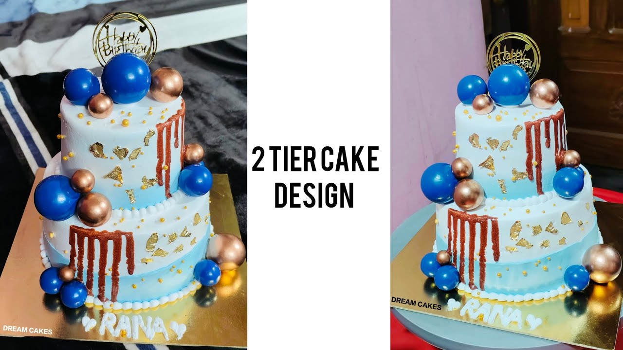 Cake design for boys🩵🔥step by step two tier vanilla cake decoration 🍰1kg two tier cake 🩵#cake