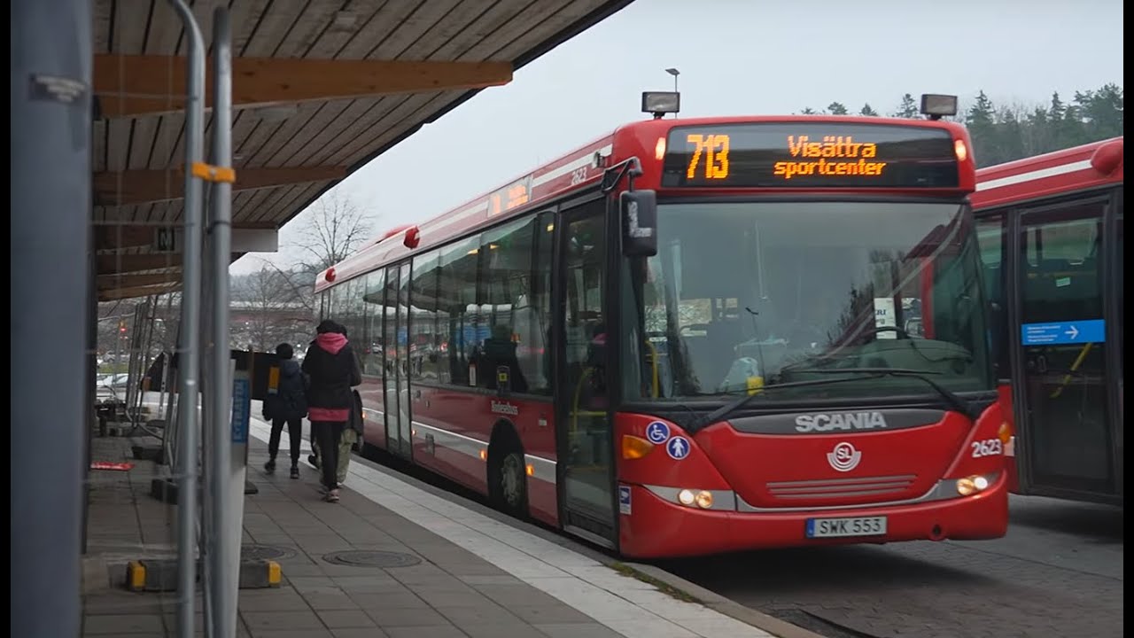 Sweden, Stockholm, bus 713 ride from Tumba to Huddinge sjukhus