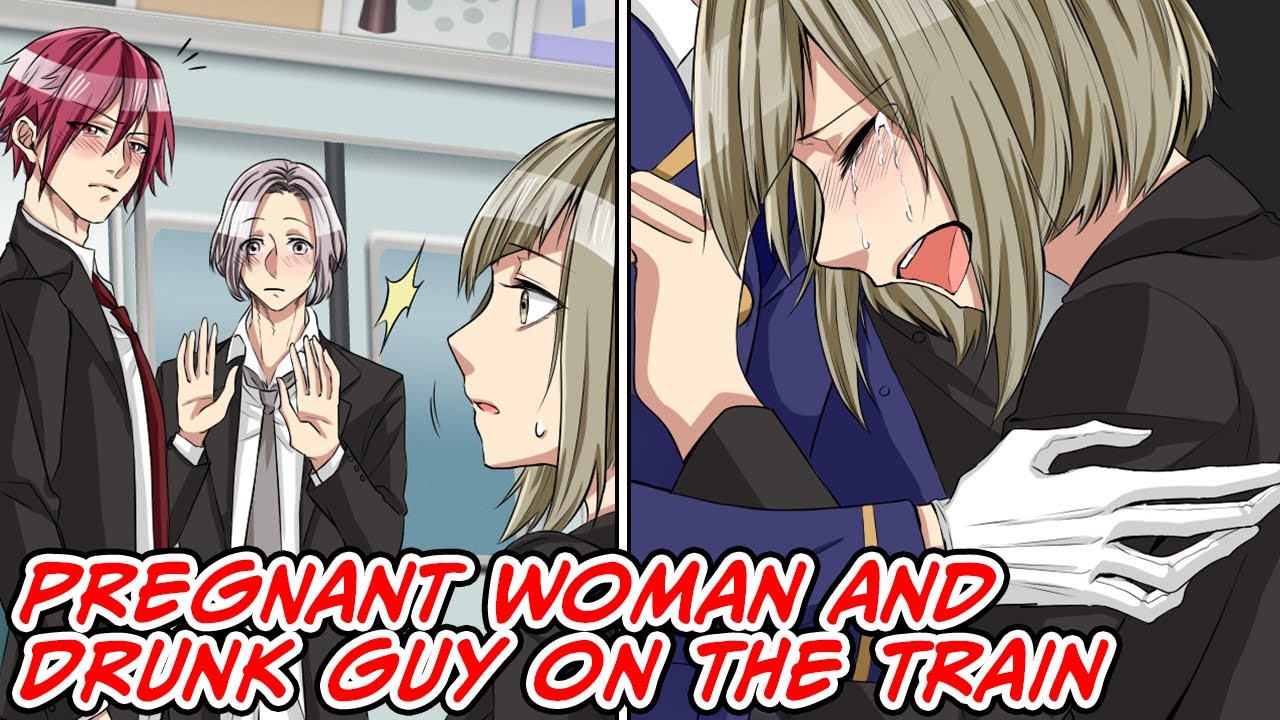 Drunk guy tries to kick pregnant woman on the train to take her seat... [Manga Dub]