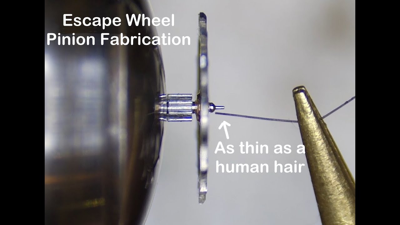 Watchmaking: Escape wheel pinon fabrication in a 23J Elgin Size 12 Marriage (Pocket) watch from 1898