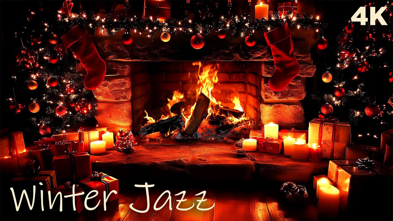 Уютный рождественский камин 🔥 Нежный фортепианный джаз у камина 🎄 Теплая зимняя атмосфера 2025