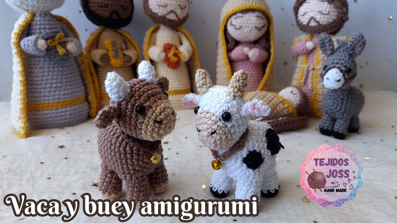 Ясля амигуруми для коровы и быка/Рождество/Святое семейство | ткани