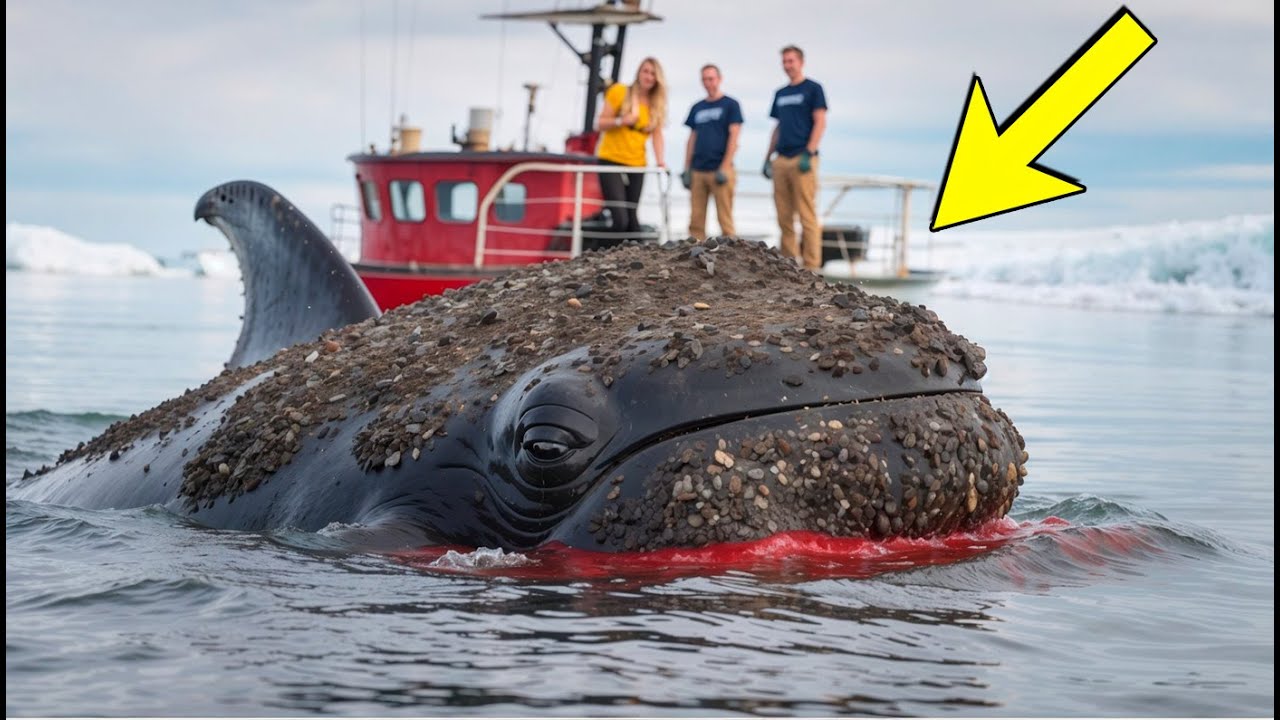 Горбатый кит, раненный ракушками, был успешно спасен спасательной командой.
