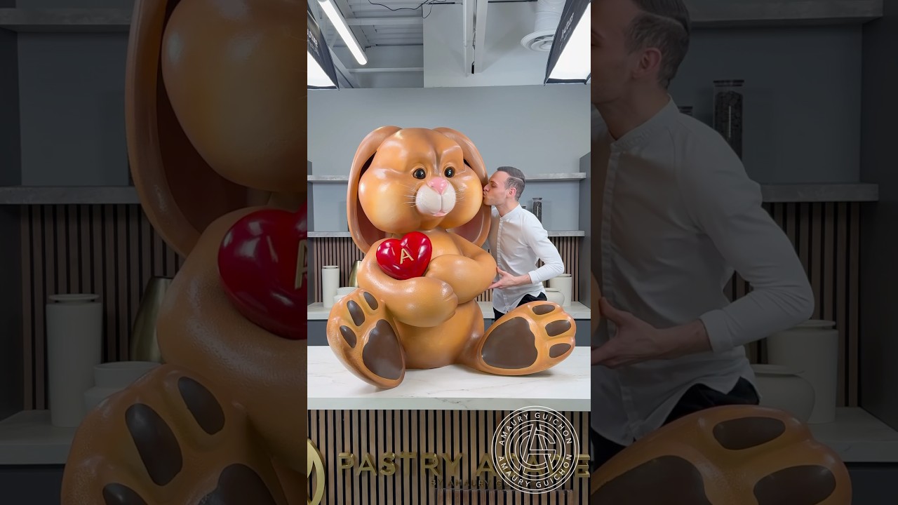 Giant Chocolate Bunny! ❤️ Who would you give this to for Valentine&rsquo;s Day? #amauryguichon #chocolate