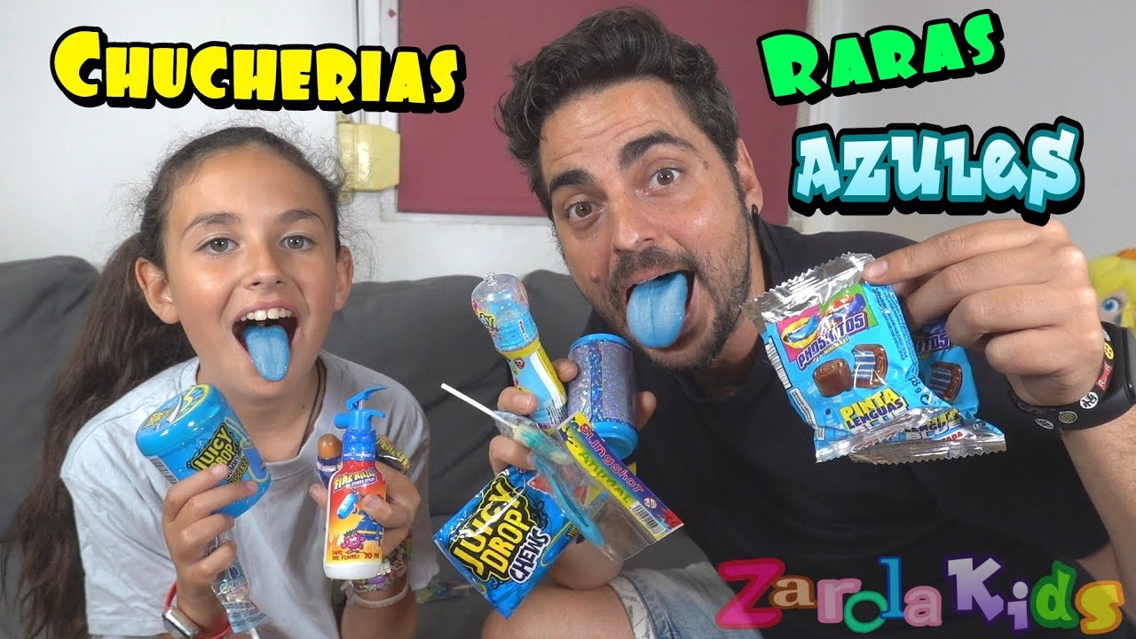 PROBANDO ChucheriAS RARAS!! AZUL todo azul
