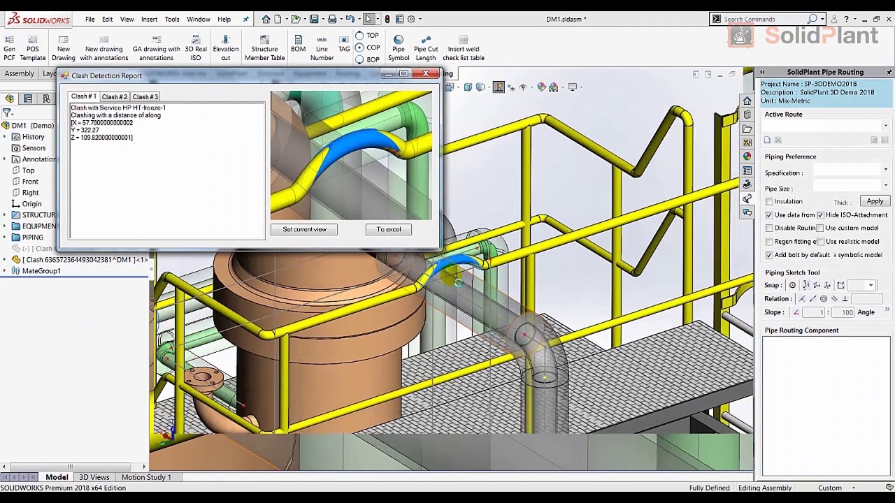 SolidPlant 3D What's New 2018: Clash Detection