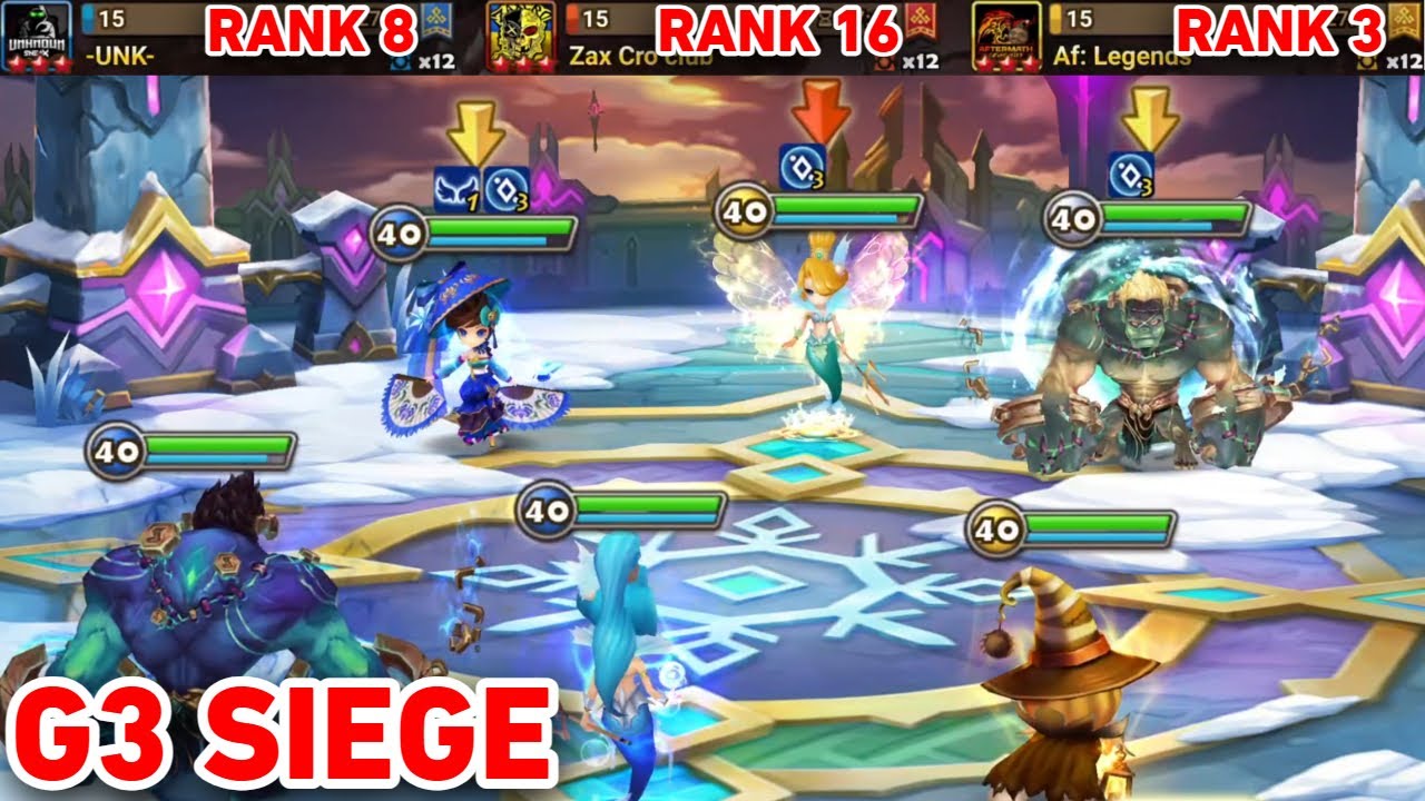 G3 Siege | -UNK- vs Af: Legends vs Zax Cro club | #summonerswar