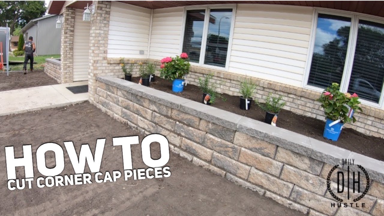 How to cut corner retaining wall caps
