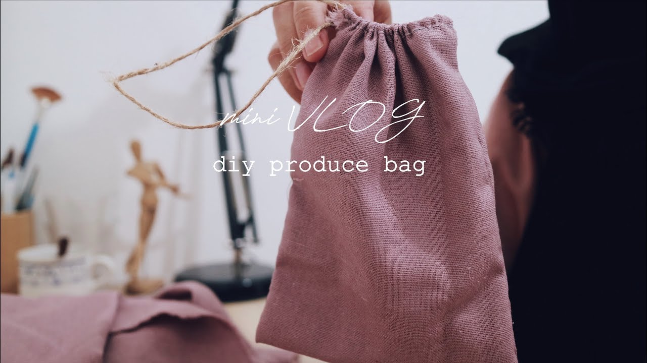 making zero waste produce bag by hand sewing