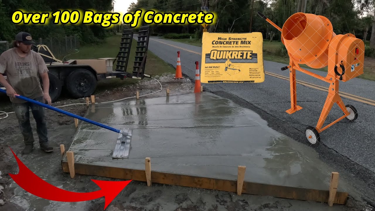 Я залил весь этот фартук бетонными мешками и бетоносмесителем Harbor Freight