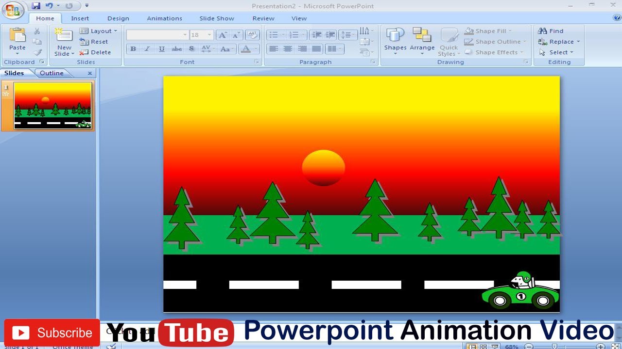 Powerpoint me Car Race|| how to Creat Car Race Animation video in Powerpoint in  hindi