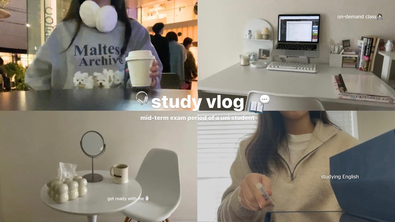 sub)\study vlog/中間試験期間の大学生の過ごし方🎧📖｜大学に行く日のモーニングルーティン🪞🧺〰️｜uni life, exam week, productive days