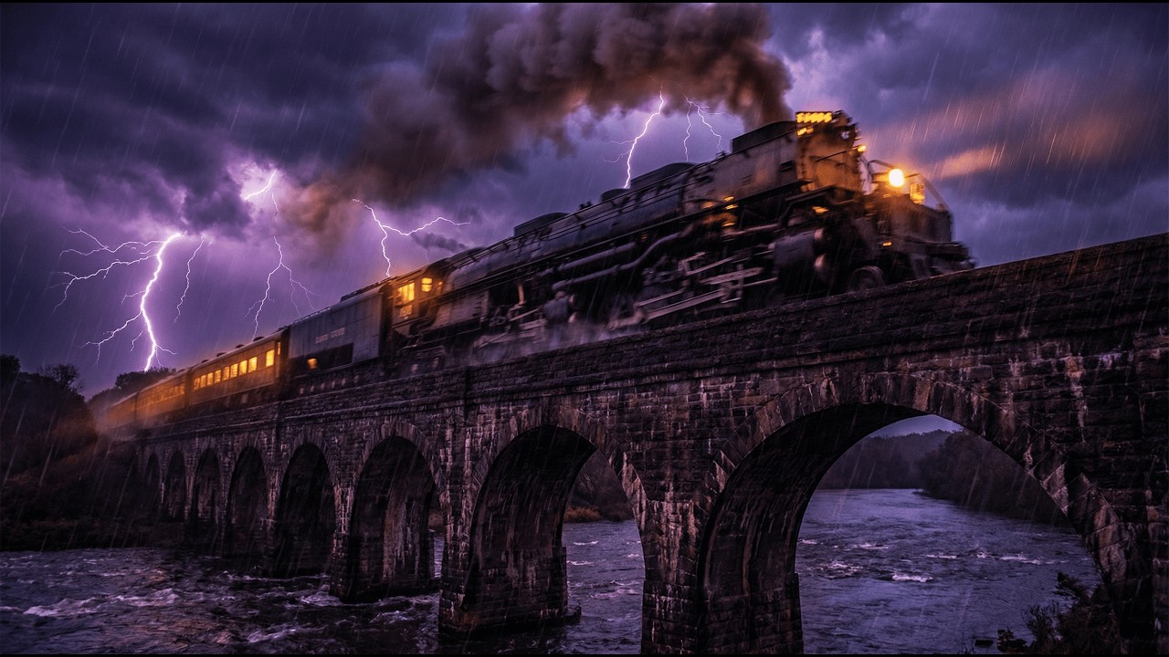The Midnight Express - Steam Train Sounds, Heavy Rain & Dark Academia Music [1 Hour]