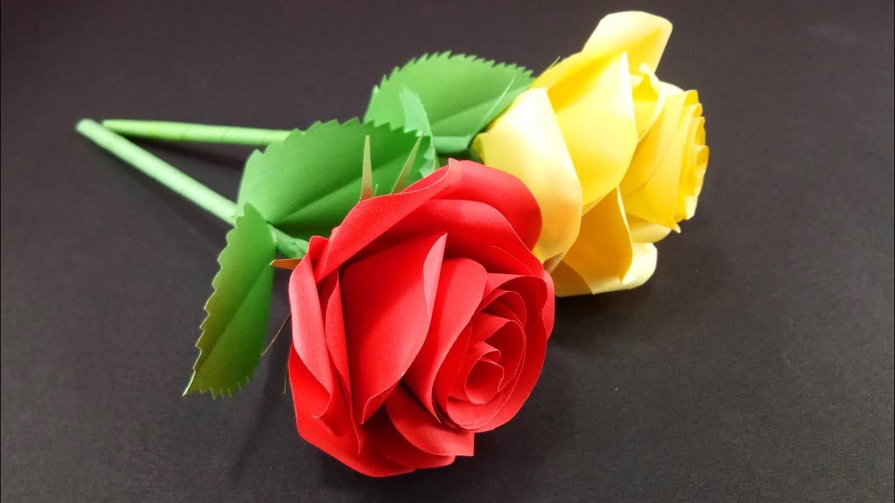 How to Make Easy and Simple Rose Flower : DIY Paper Crafts