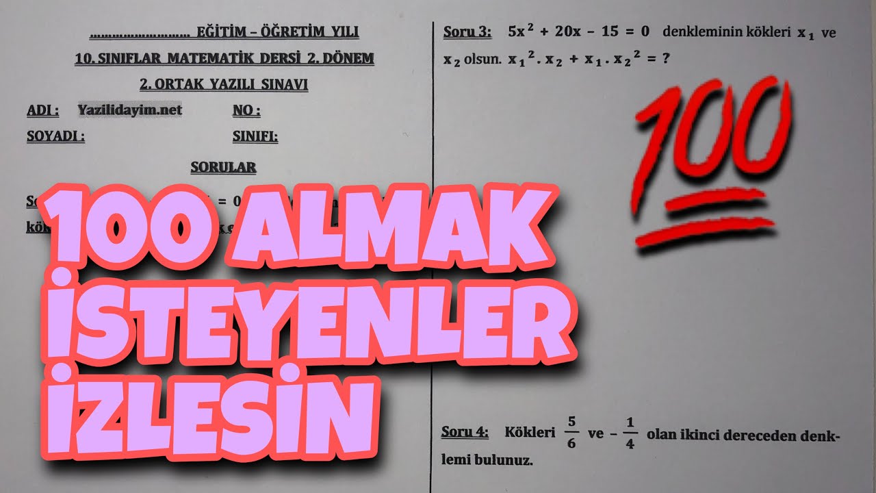 10.Sınıf Matematik 2.Dönem 2.Yazılı