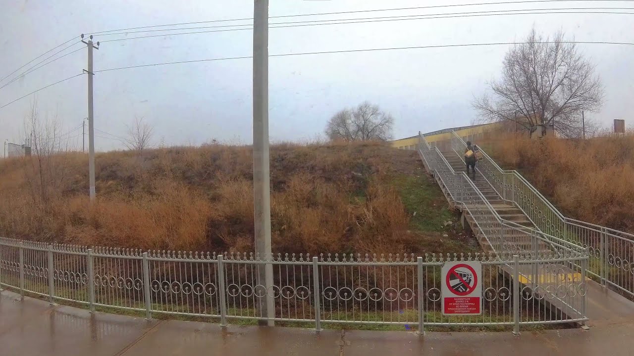 Электричка Волгоград от Тракторная-Пассажирская до Заканальная 09.12.2021, 4k полное видео без фишай