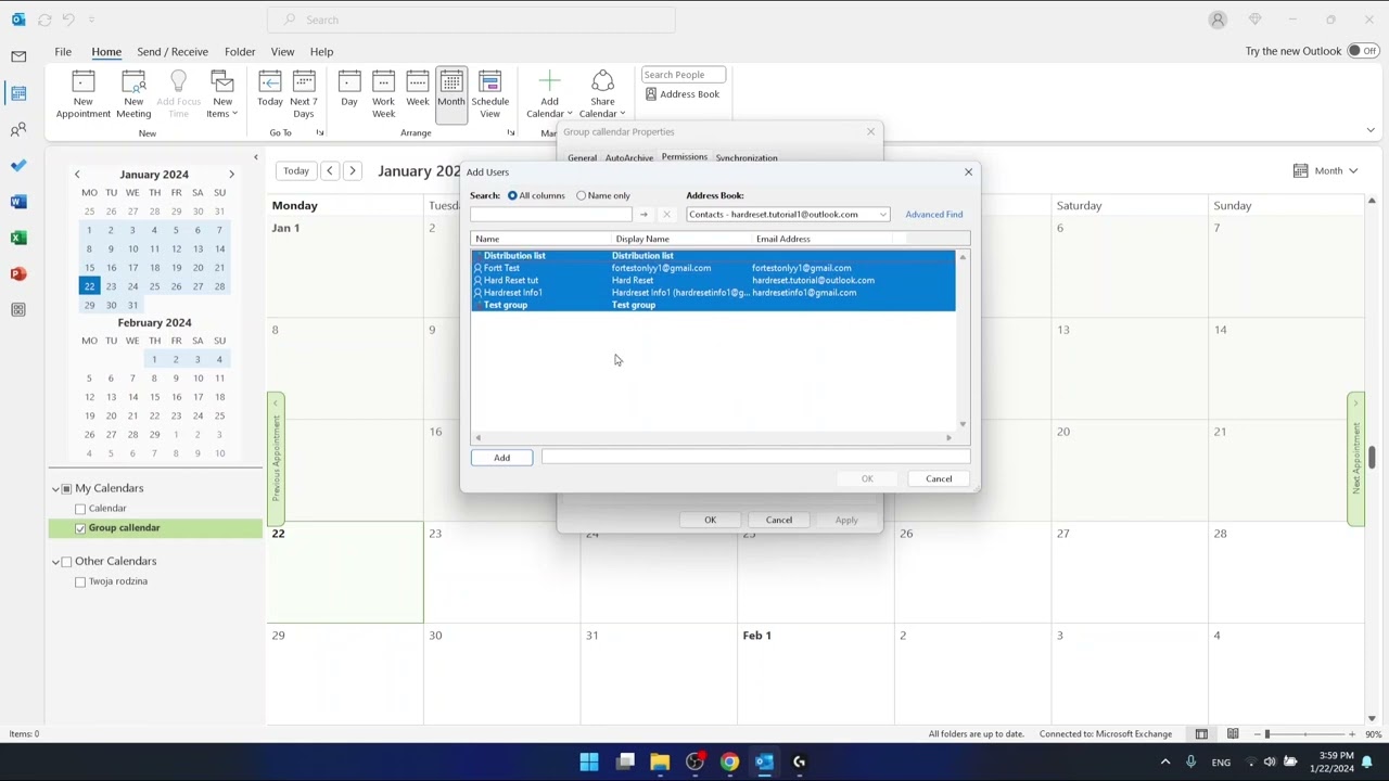 Как создать групповой календарь в Outlook