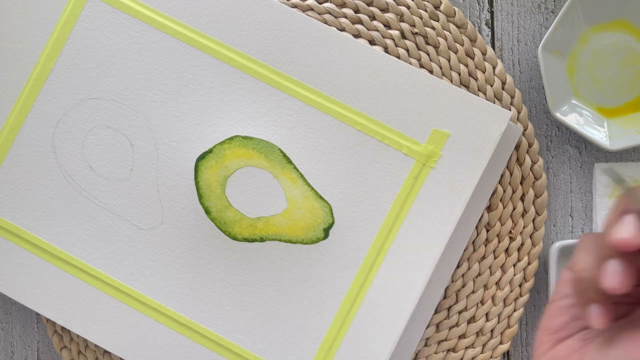 Watercolour Fruits 7 Day Series - Day 6: Avocados - Step by Step Tutorial by ‪@by_the_lakeside