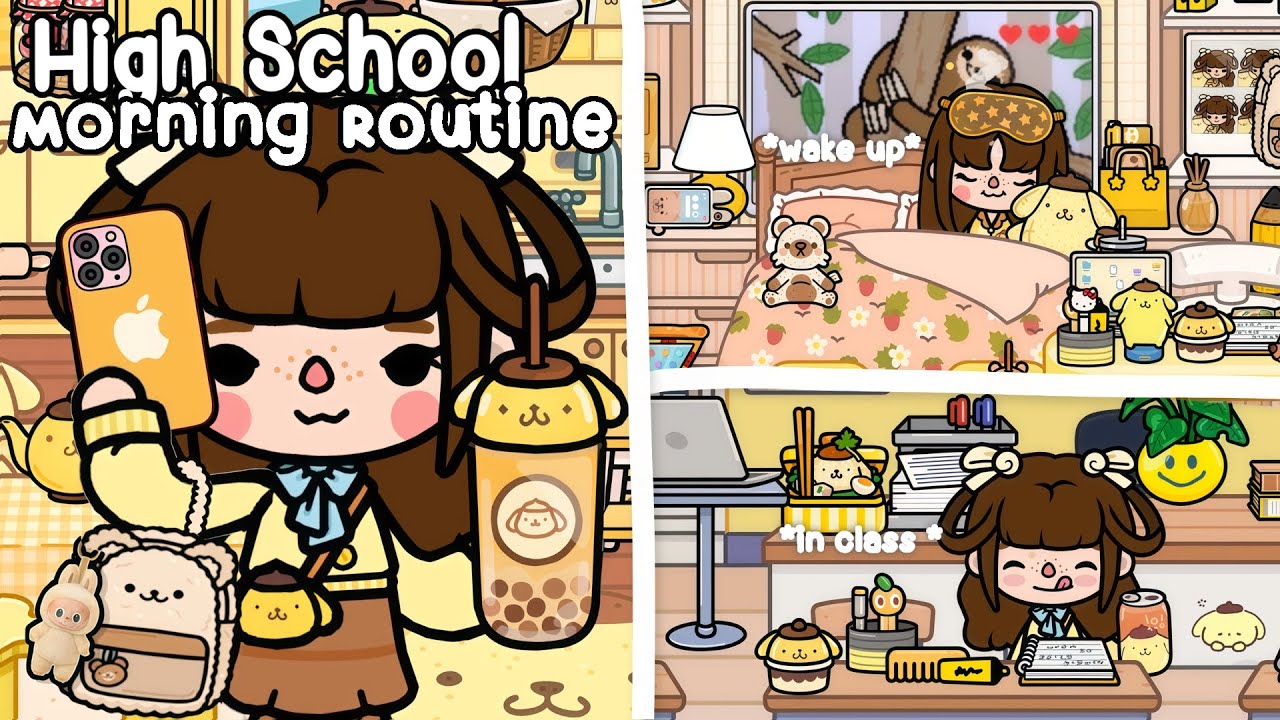 Утренняя рутина старшей школы Pompompurin 🍮🧸✨История жизни Toca Boca