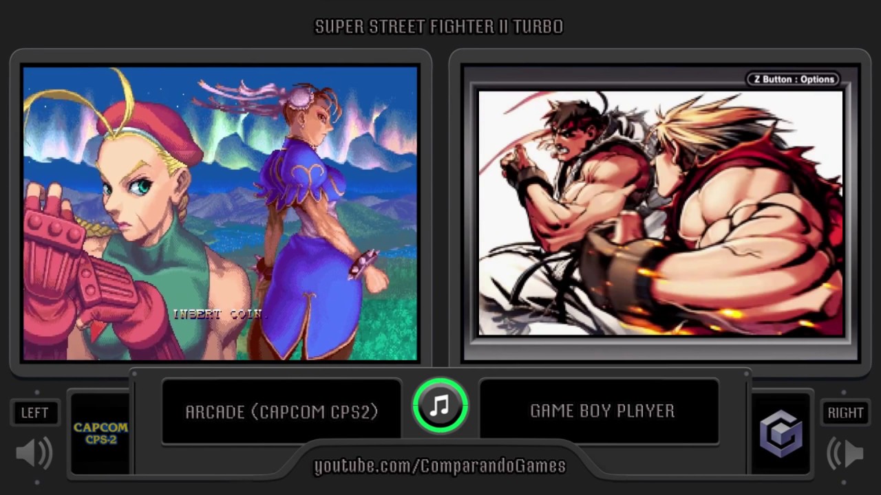 Super Street Fighter II Turbo (GBA vs Arcade) Side by Side Comparison (Game Boy Player)