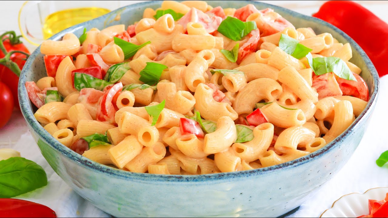 Nudelsalat mit cremigem Honig Senf Dressing zum Grillen I WOW Effekt