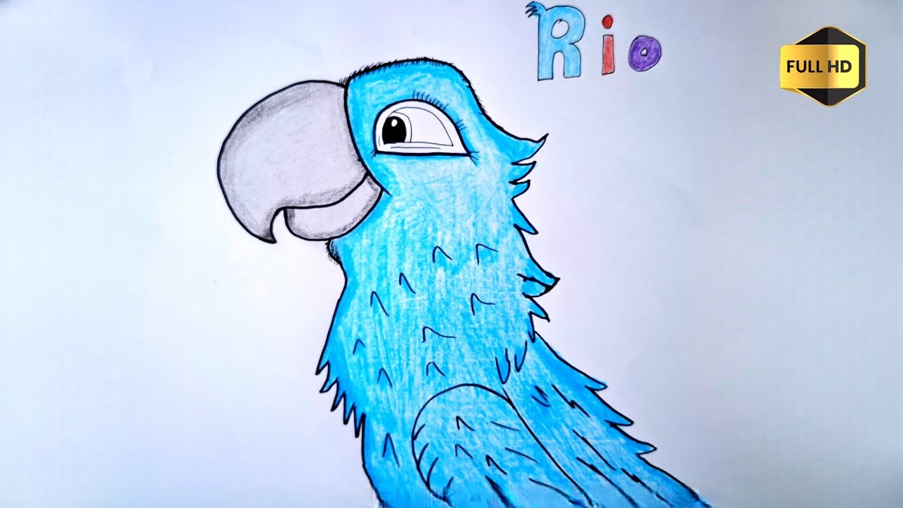 How to draw a blue parrot from the cartoon Rio.