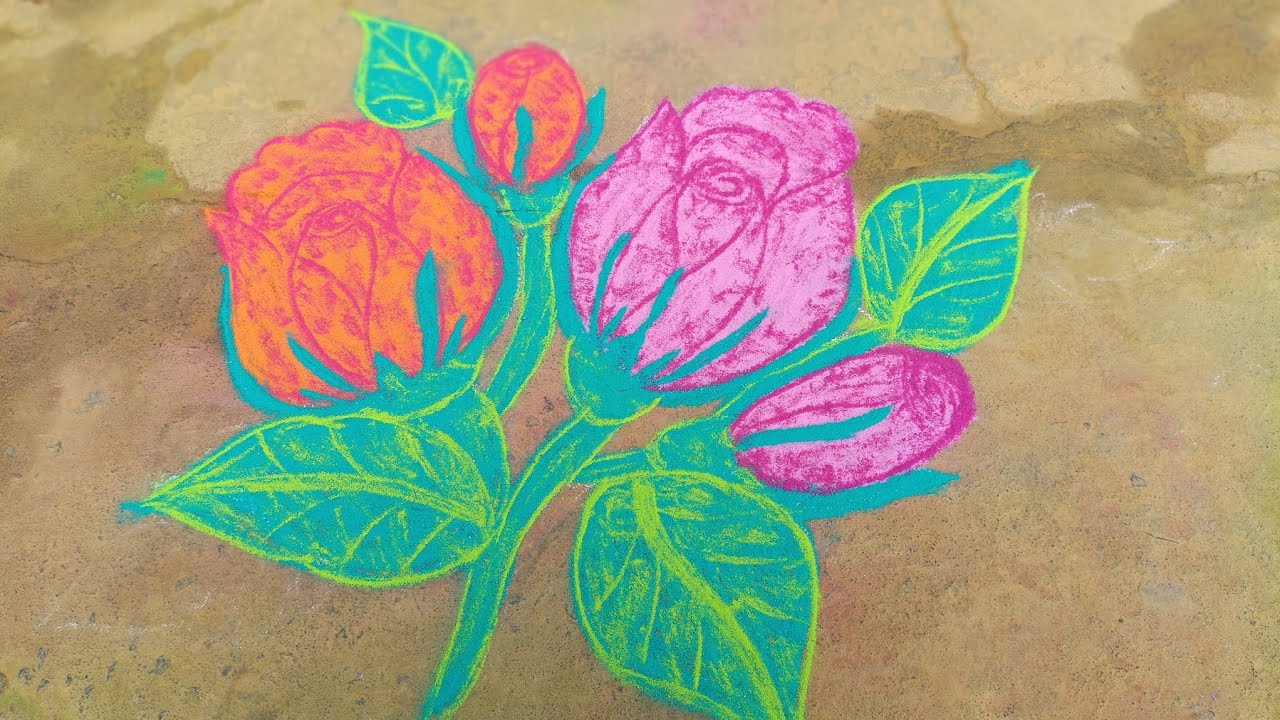 Rose flower kolam|tamil kolam|🌹