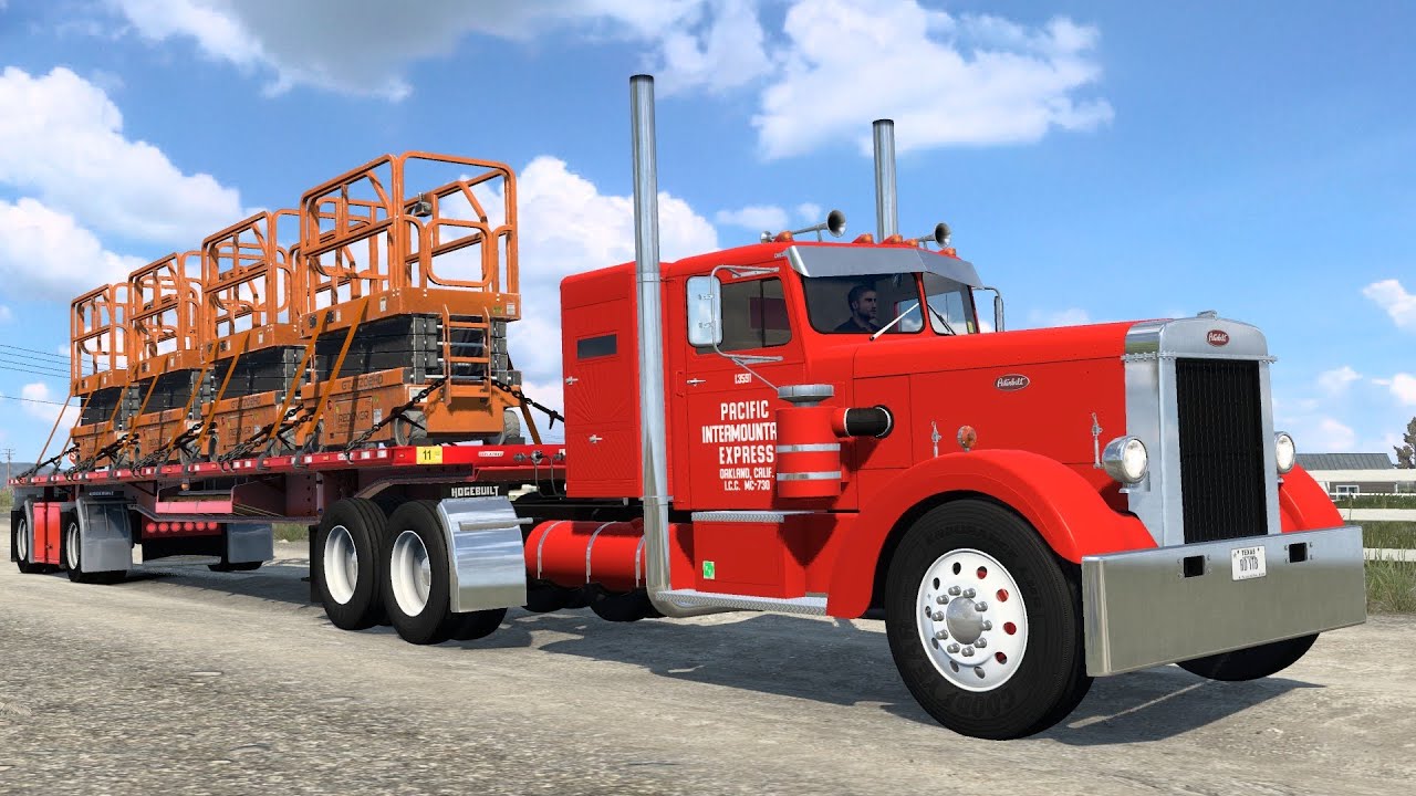 Peterbilt 350 (Cummins NTC 444 BCIV 1986) Hauling Lift Platforms | American Truck Simulator