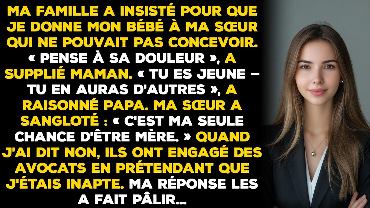 Ma famille a insisté pour que je donne mon bébé à ma sœur qui ne pouvait pas concevoir. 