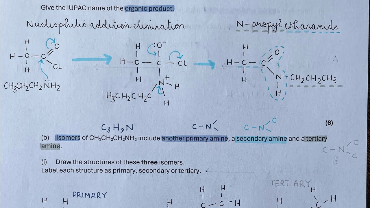 Worked exam answer - AQA A level amines question