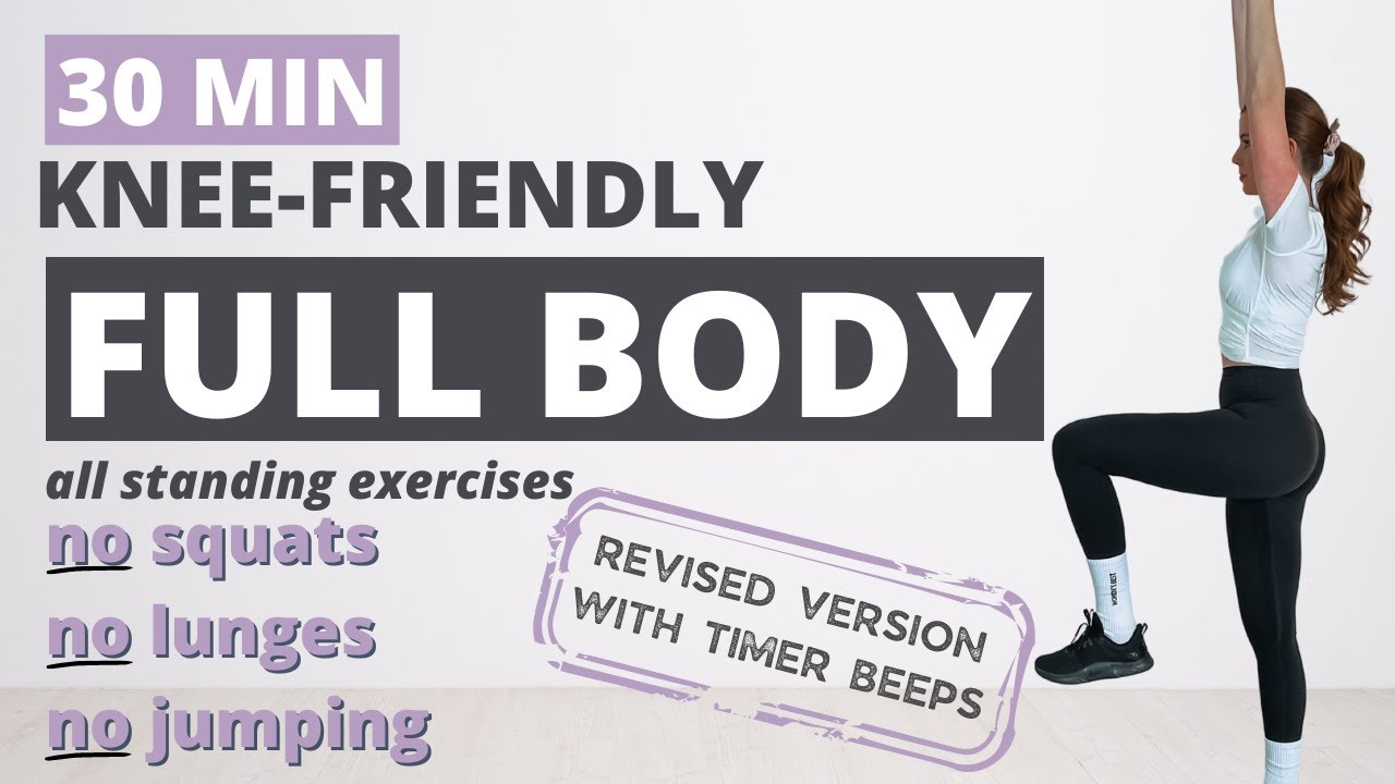 30 MIN STANDING Knee Friendly Full Body Dumbbell Workout | REVISED VERSION (with timer beeps)