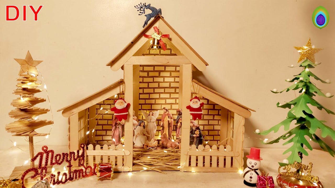 DIY How to make Christmas Crib very easily at home with cardboard | Nativity Scene making Idea