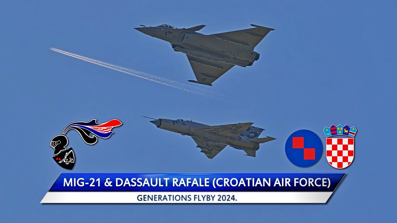 🇭🇷MiG-21 & Dassault Rafale (Croatian Air Force) Generations Flyby 2024.