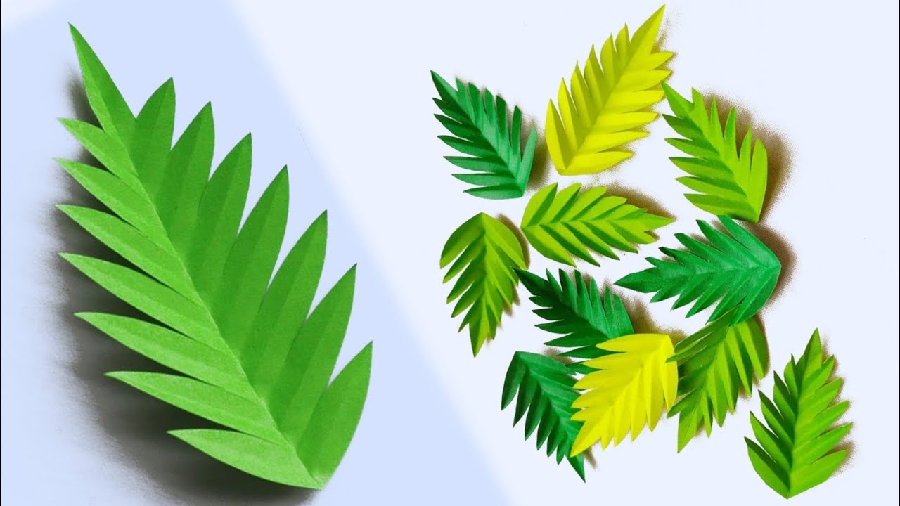 How to make paper leaves easy | paper leaf cutting | paper leaf template | কাগজের পাতা