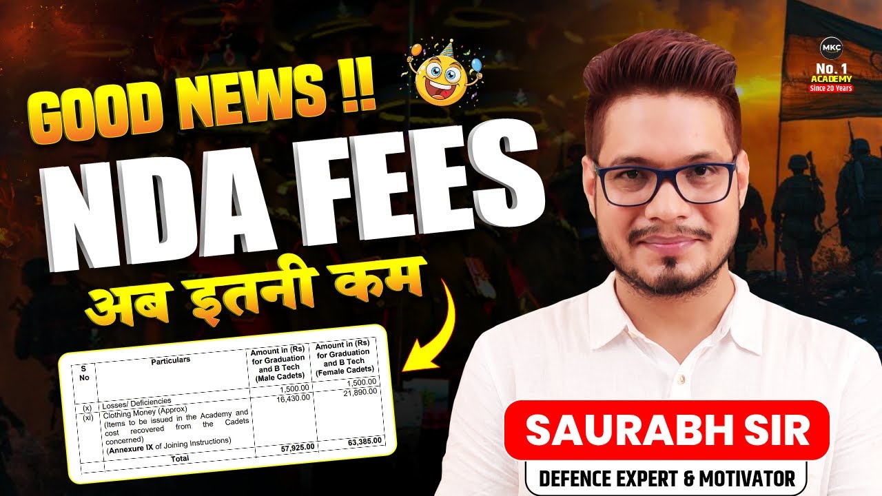 Good News!😍 National Defence Academy Revised NDA Fees 2026! | NDA New Fee Structure Explained | MKC