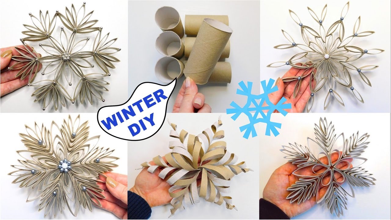 5 Most Popular Snowflake DIY Ideas ❄️ Toilet Paper Rolls Reuse Craft 🎄 Homemade Winter Decorations