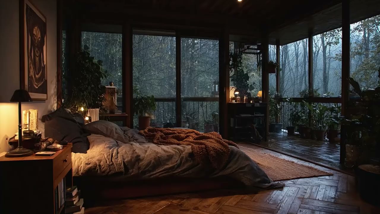 Mountain Night Rainstorm 🌧️ Heavy Rain Bedroom Sounds for Deep Relaxation