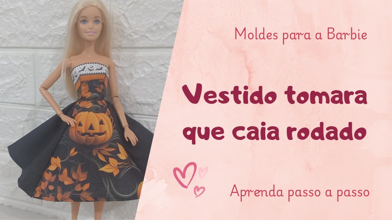 Como desenhar moldes para a Barbie | Vestido | Look de Halloween #barbie #patrones #costura