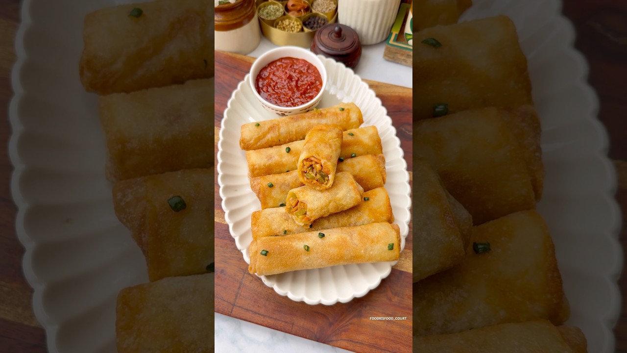 Crispy Veg Spring Roll Recipe😍 #shorts #trending #streetfood