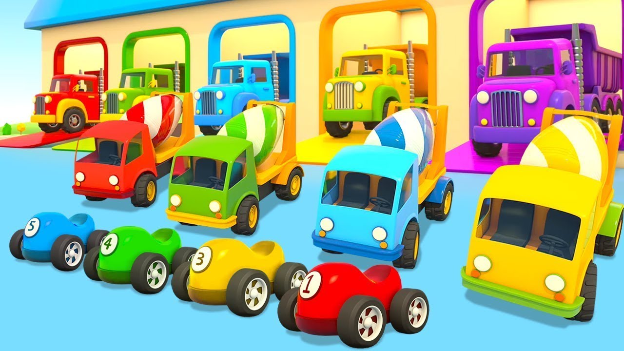 Learn colors with racing cars & trucks | Helper cars cartoons for kids. Car cartoons full episodes.