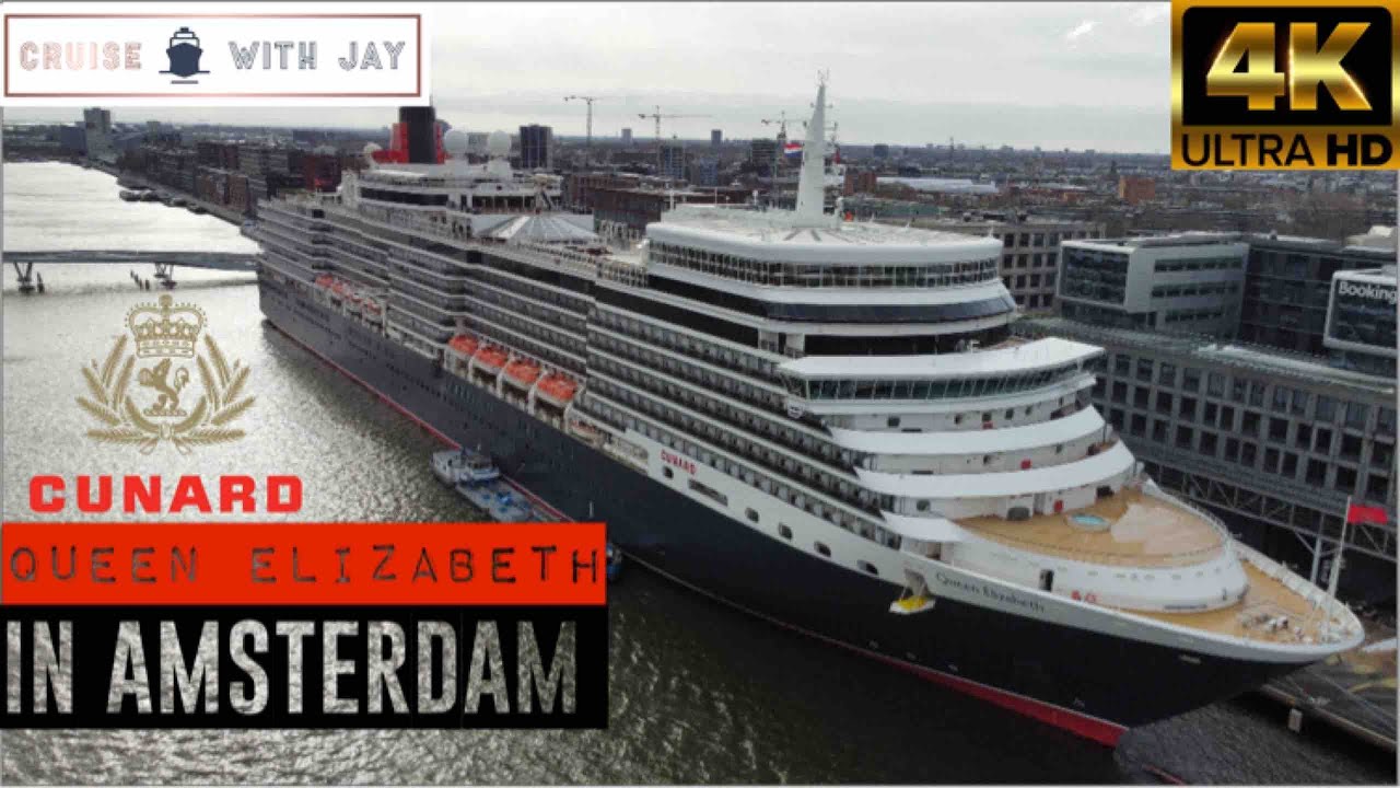 Cunard Queen Elizabeth Ship Docked in Amsterdam