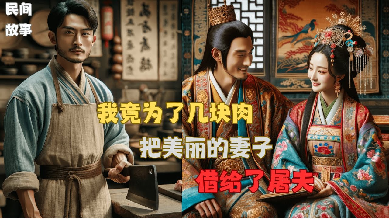 民间故事：《借妻》我竟为了几块肉，把美丽的妻子借给了屠夫用.#民间故事 #民间故事会 #中国民间故事 #神秘故事阁