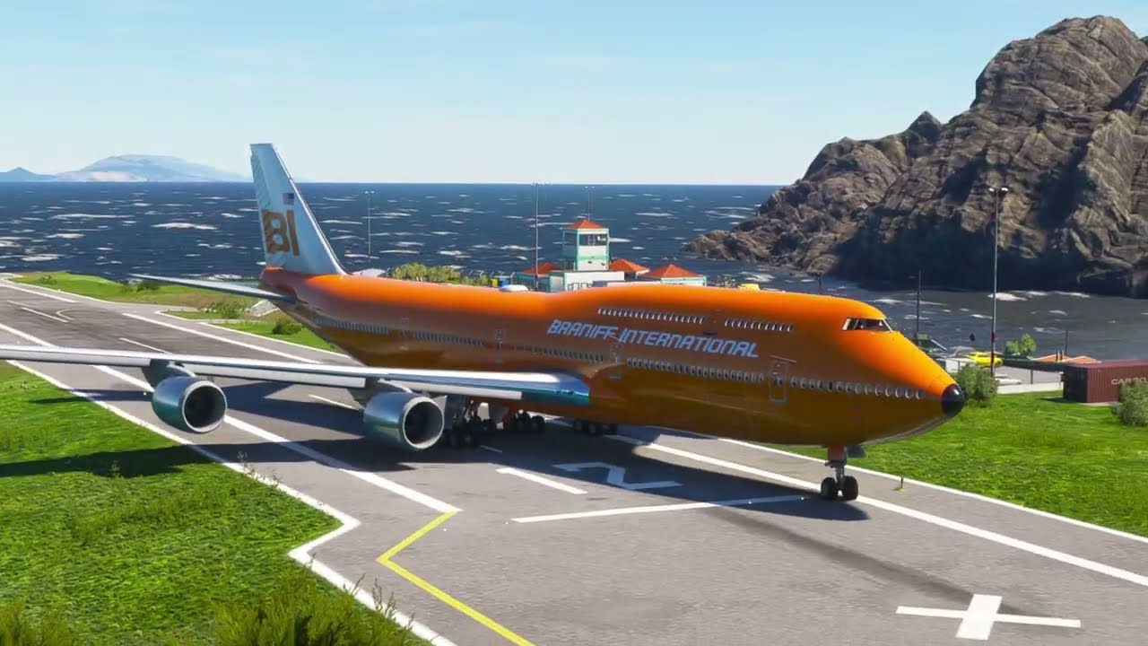 INSANE! Boeing 747-8i Braniff Attempts Impossible Takeoff at Saba’s Shortest Runway 😱✈️