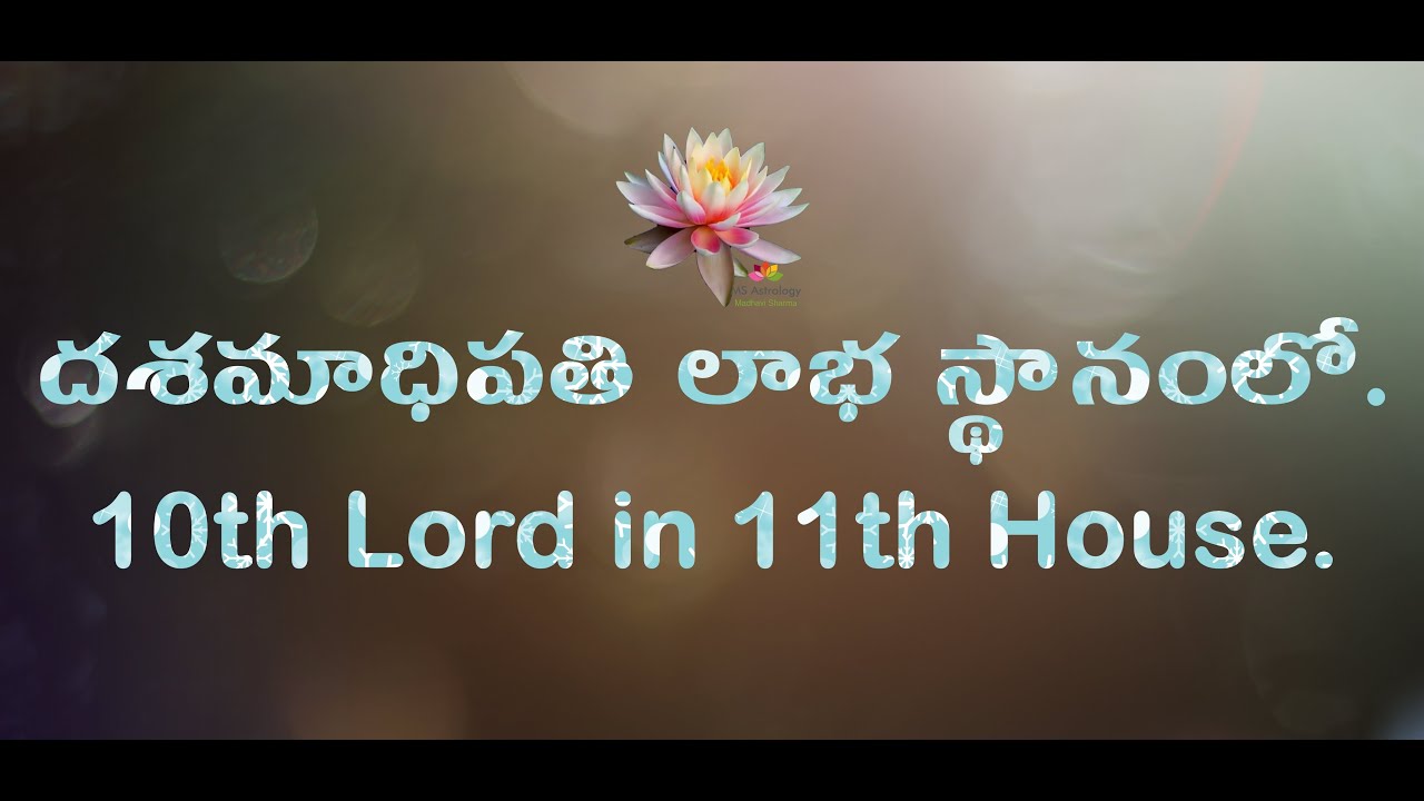 10th Lord in 11th House. MS Astrology - Vedic Astrology in Telugu Series.
