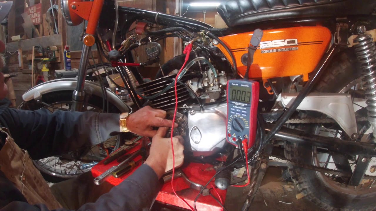 Замеры времени на мотоцикле Yamaha DT2 1972 года выпуска.