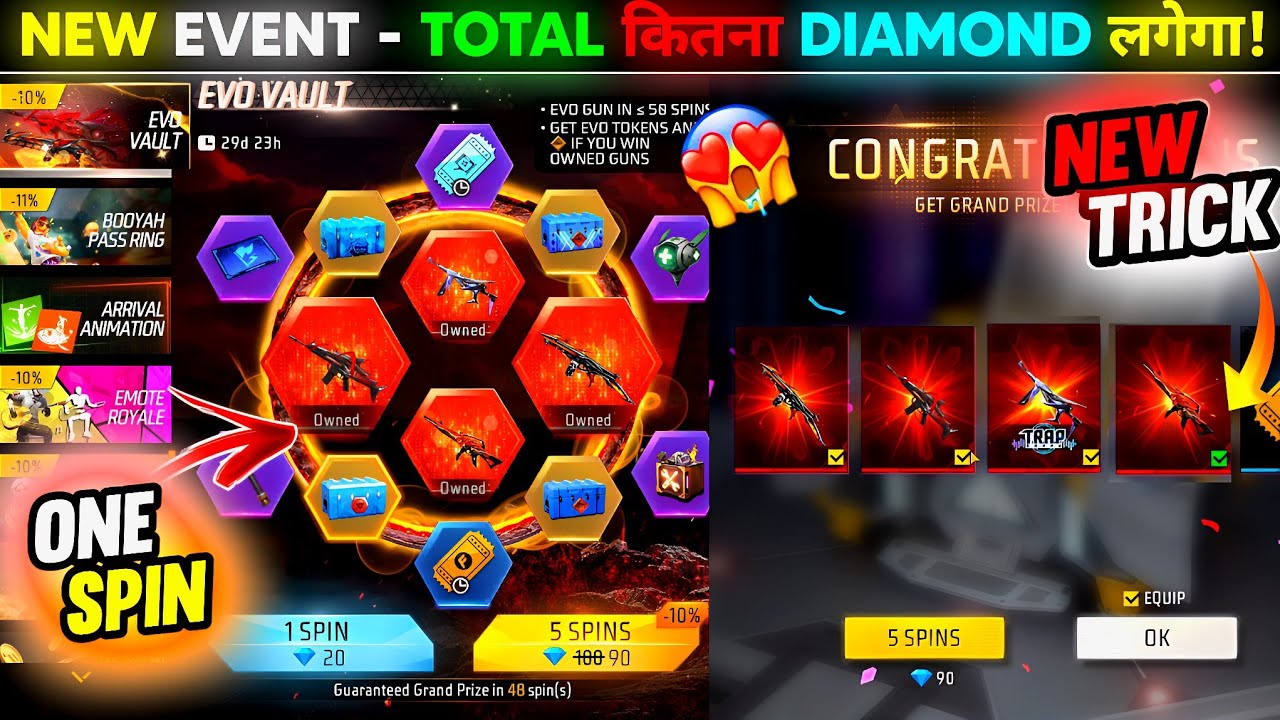 New Evo Vault Event Free Fire Spin🤩Free Fire New Event | Ff New Evevnt | Ff New Event Today