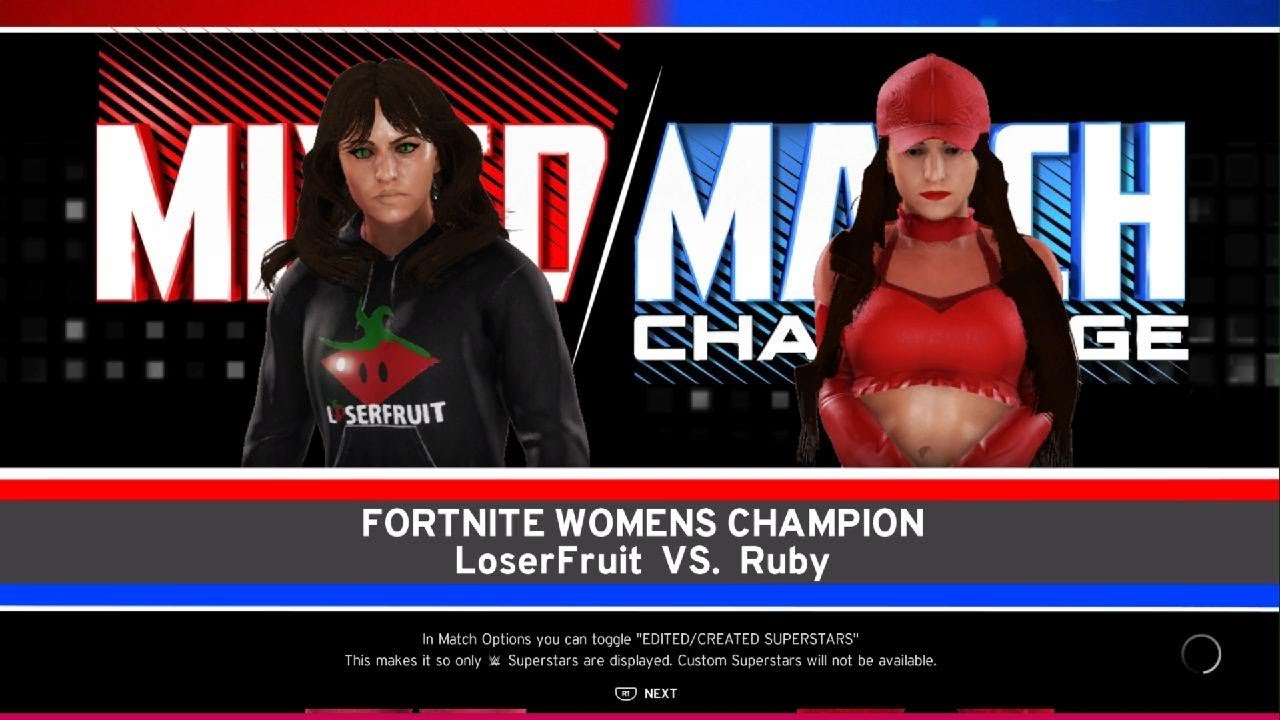 LoserFruit vs Ruby Fortnite in WWE for the Fortnite Championship