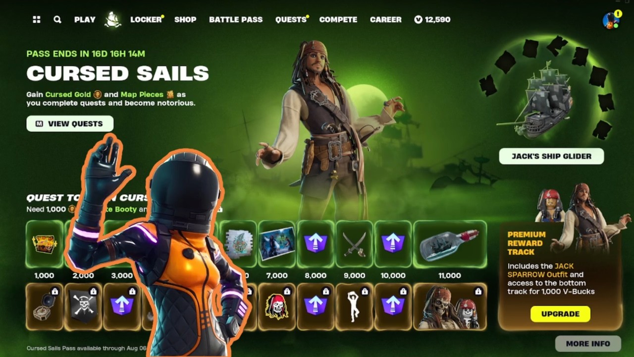 Fortnite's Pirates Of The Caribbean FREE CURSED SAILS Pass Is Awesome!