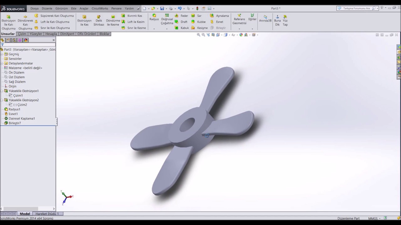 Solidworks Pervane Çizimi (Propeller)