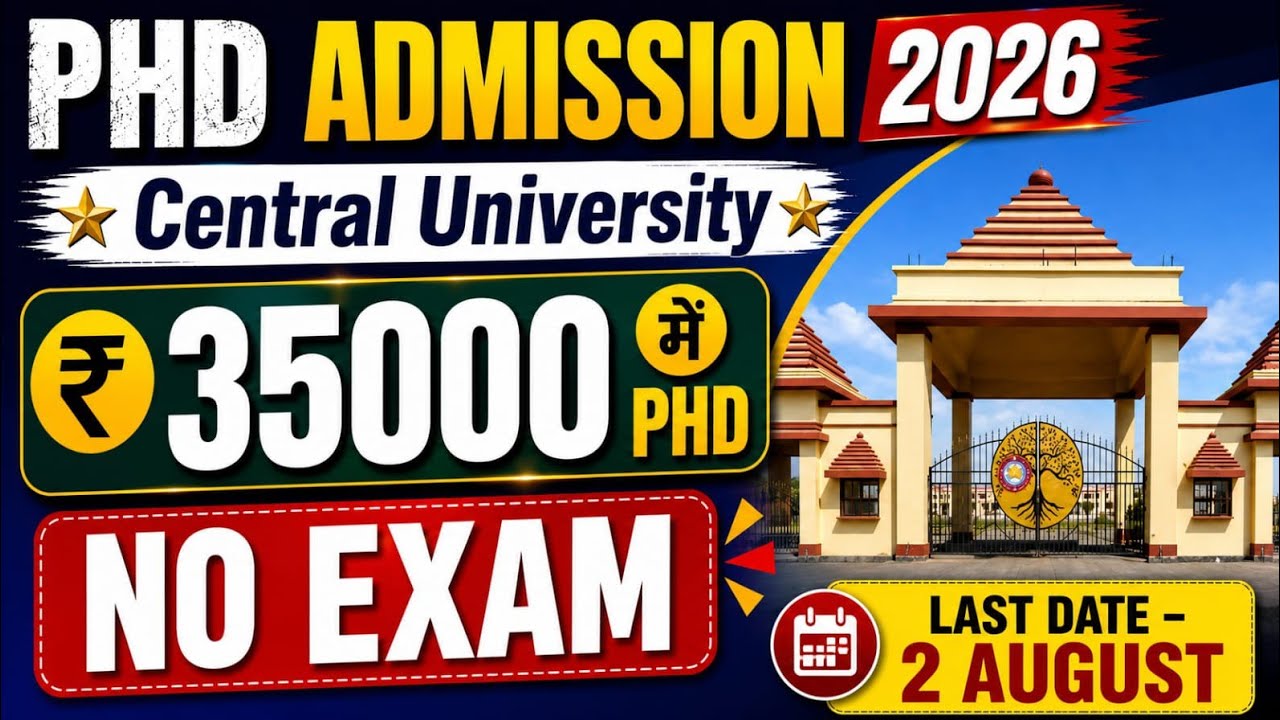 Central University Phd New Application | NO EXAM | Phd admission 2026